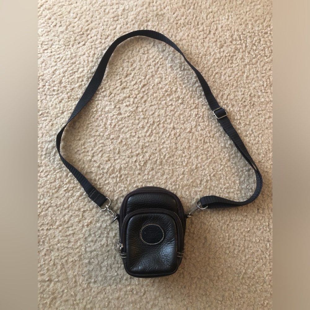 ROOTS Vintage Brown Leather Camera Mini Belt Bag Unisex Crossbody